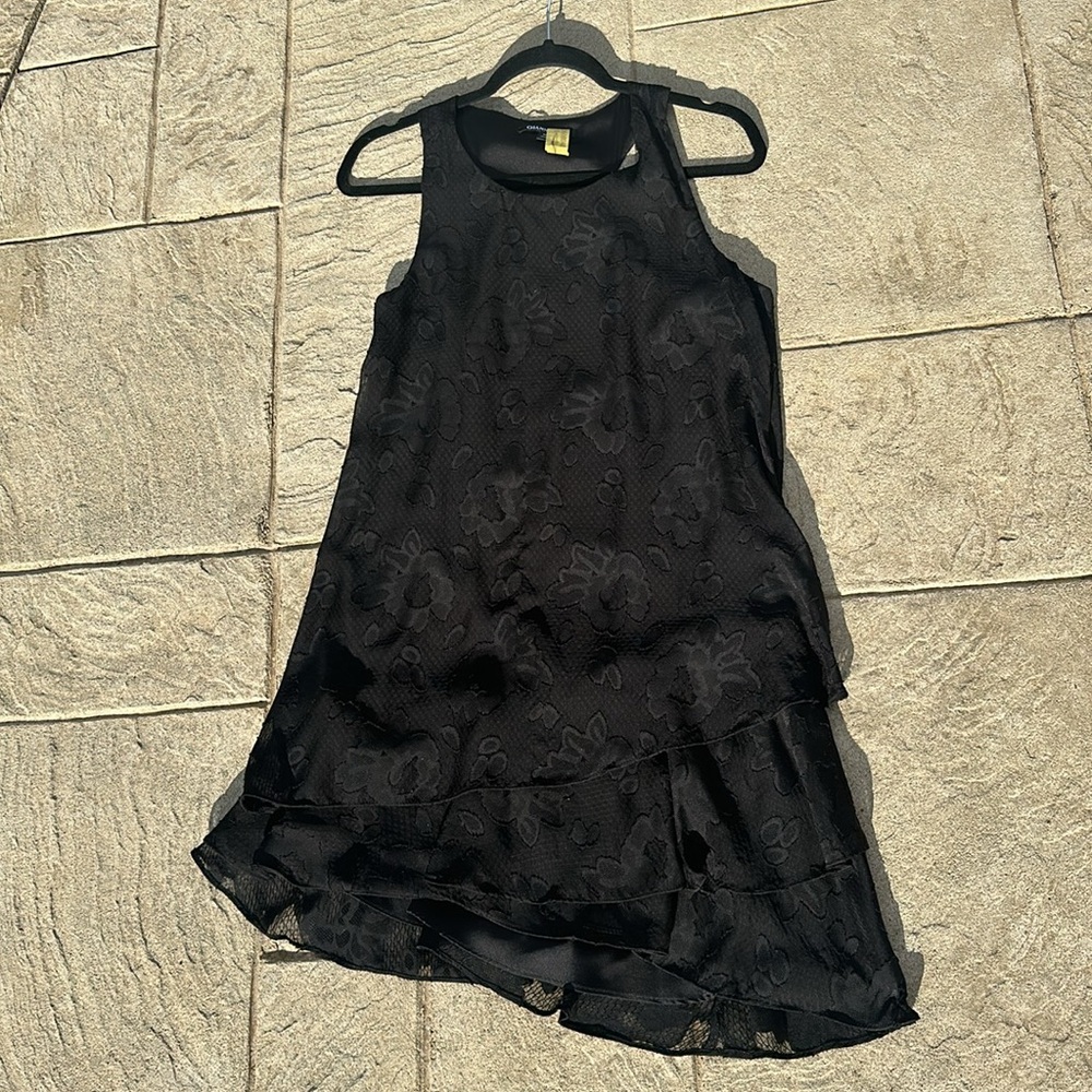 Gianni Bini Black Jacquard Tier Hem Midi Dress - Size Medium